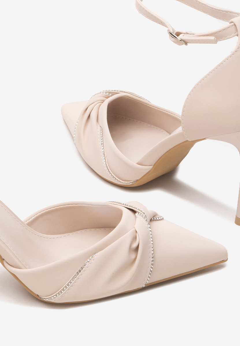 Pantofi cu toc subtire Shemeka bej