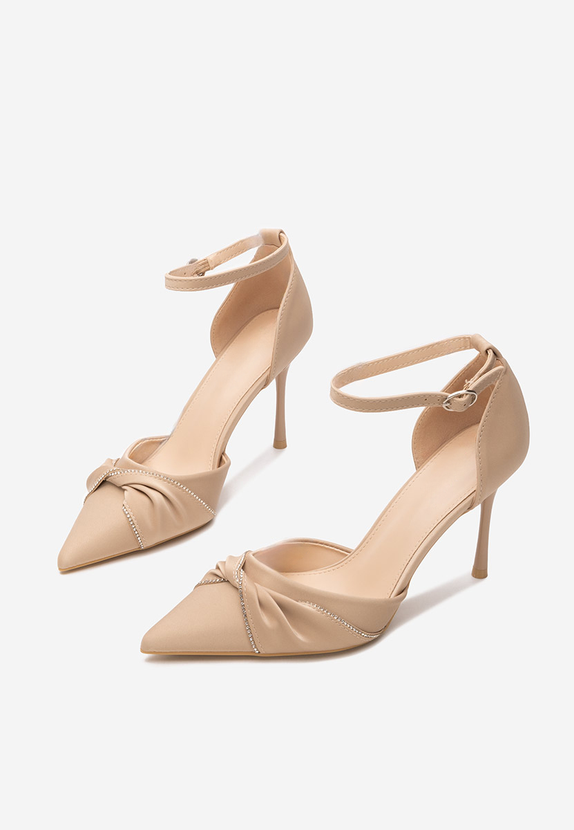 Pantofi cu toc subtire Shemeka kaki