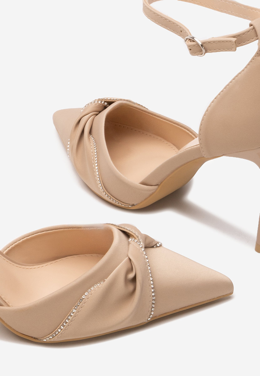 Pantofi cu toc subtire Shemeka kaki