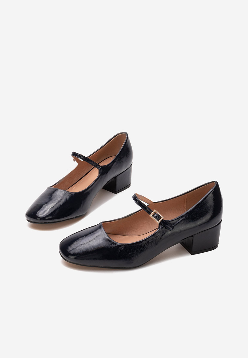 Pantofi cu toc gros Nakita navy