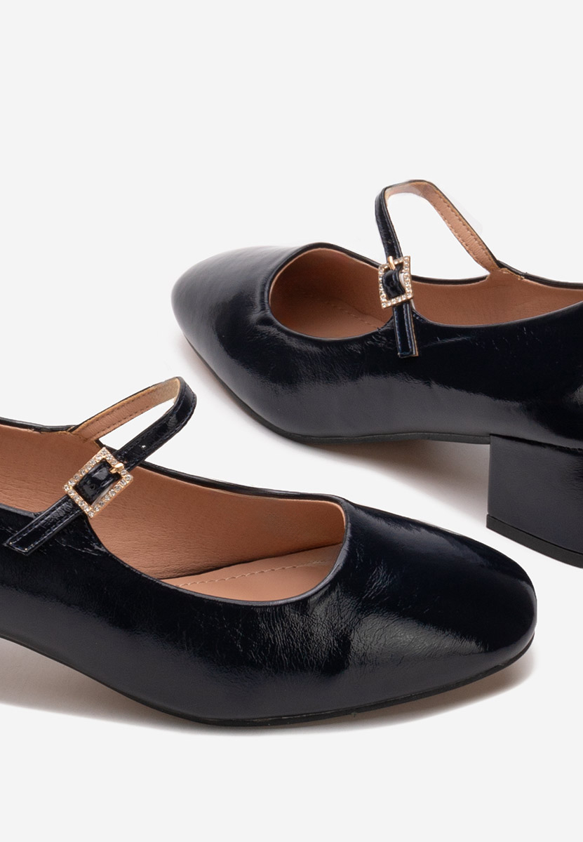 Pantofi cu toc gros Nakita navy