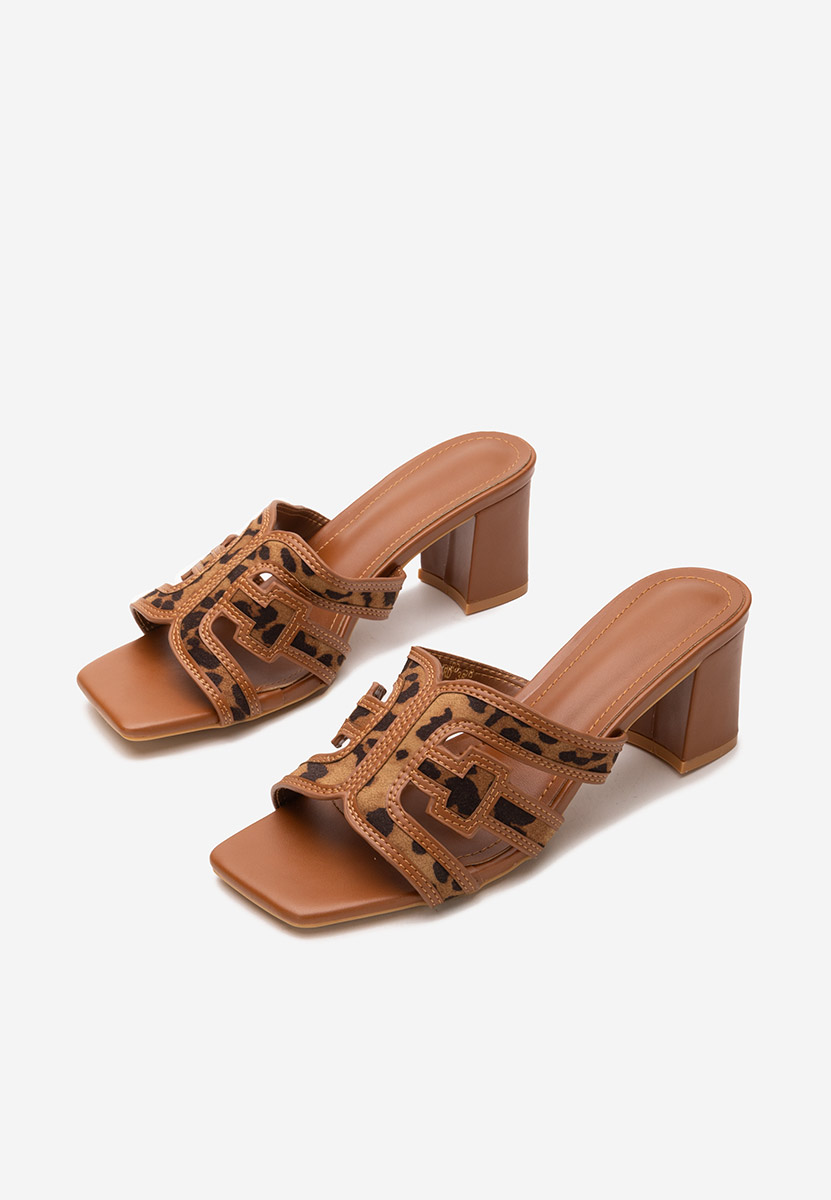 Papuci cu toc Cordina leopard