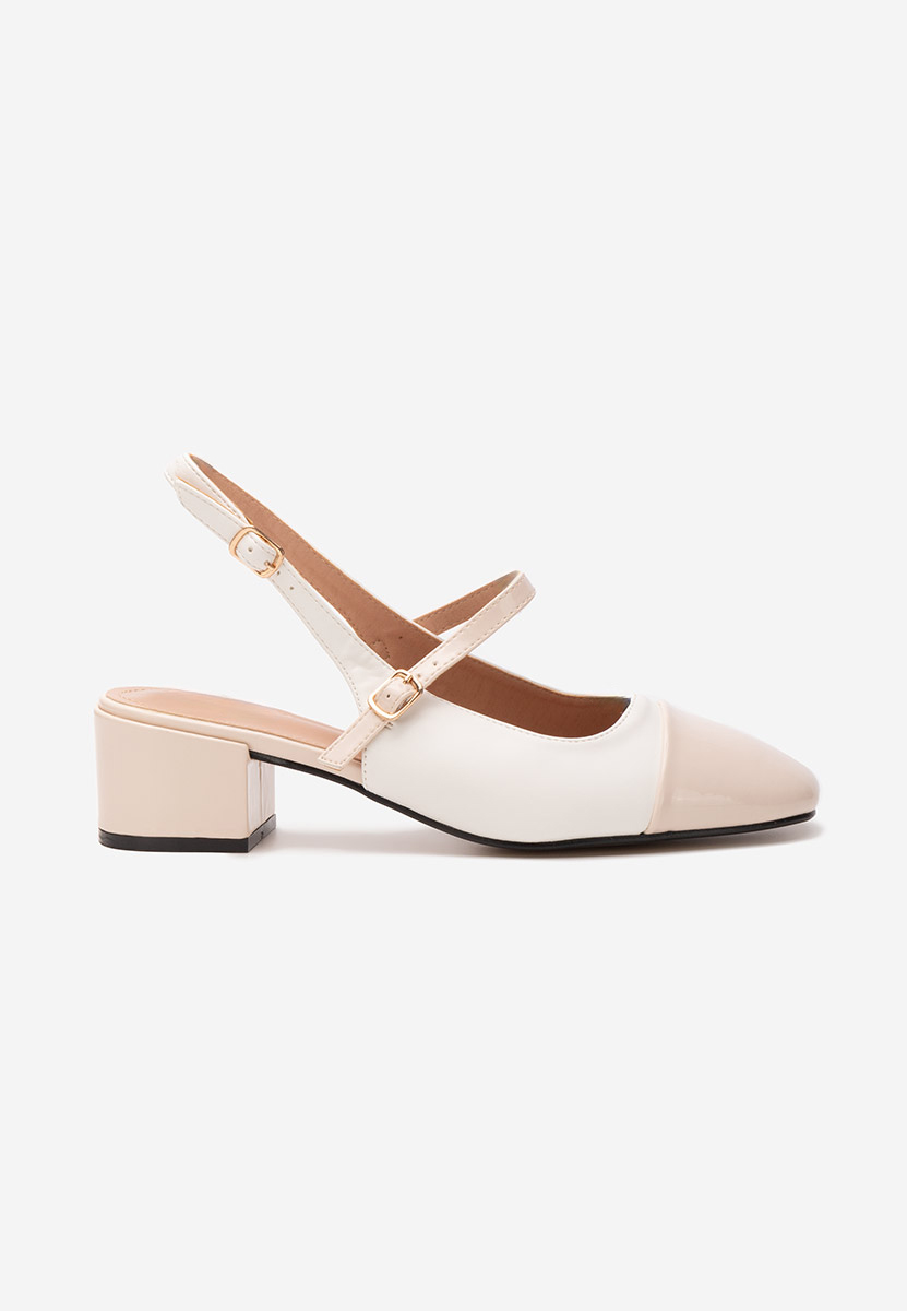Pantofi cu toc gros Dreama albi
