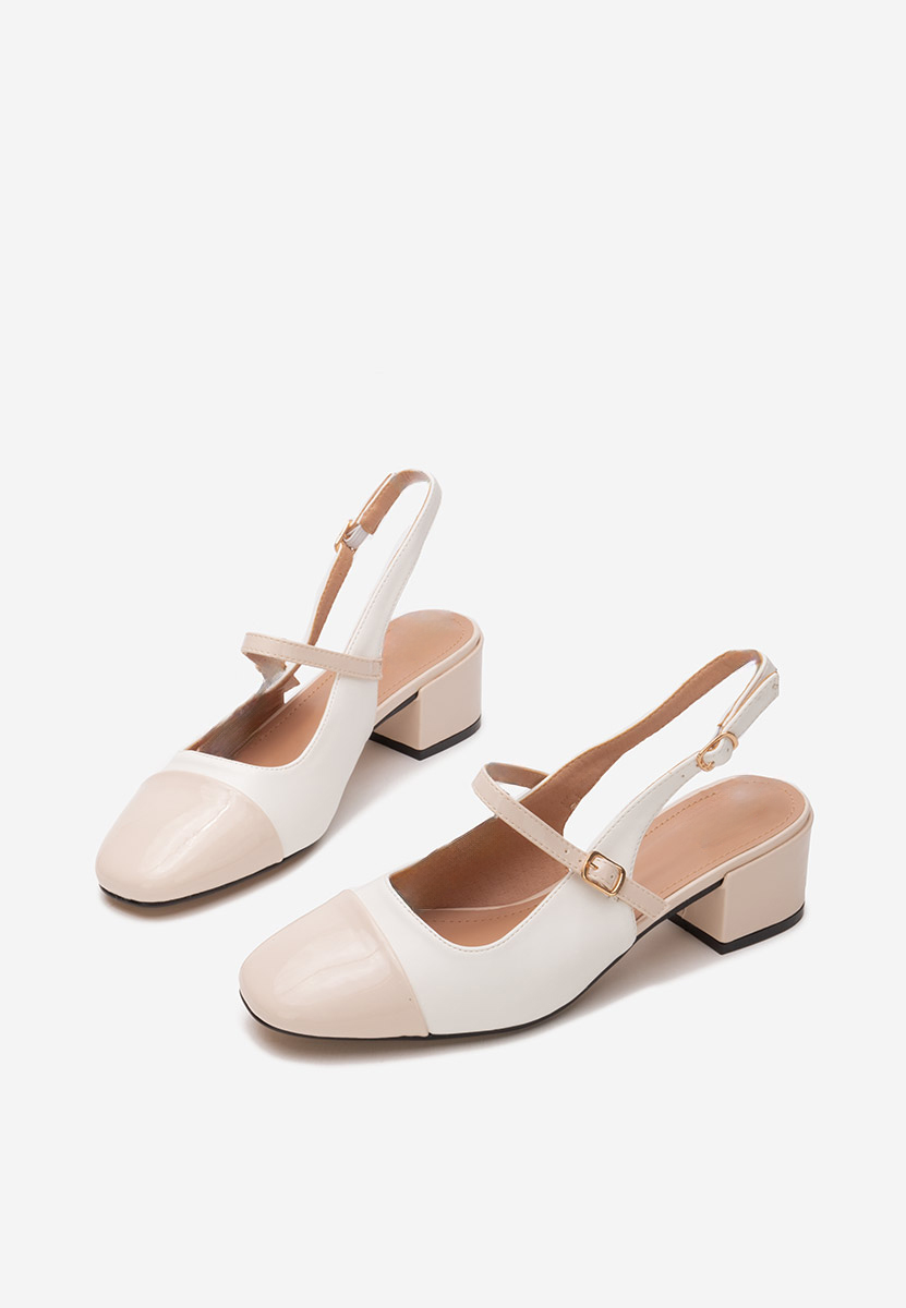 Pantofi cu toc gros Dreama albi