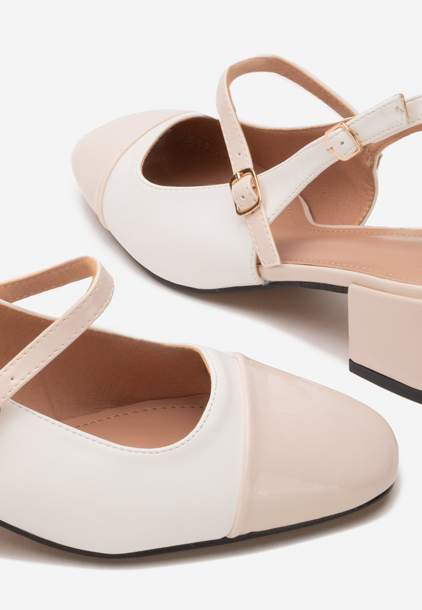 Pantofi cu toc gros Dreama albi