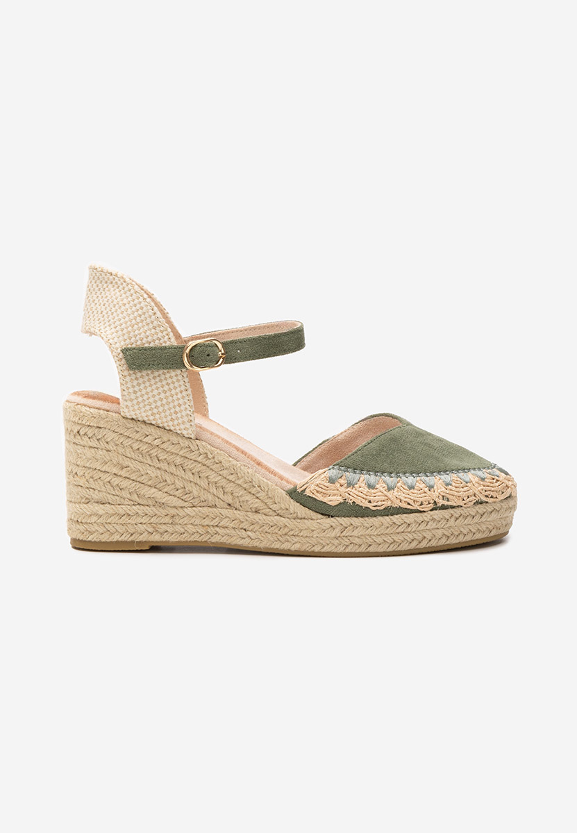 Sandale cu platforma tip espadrile Merle verzi