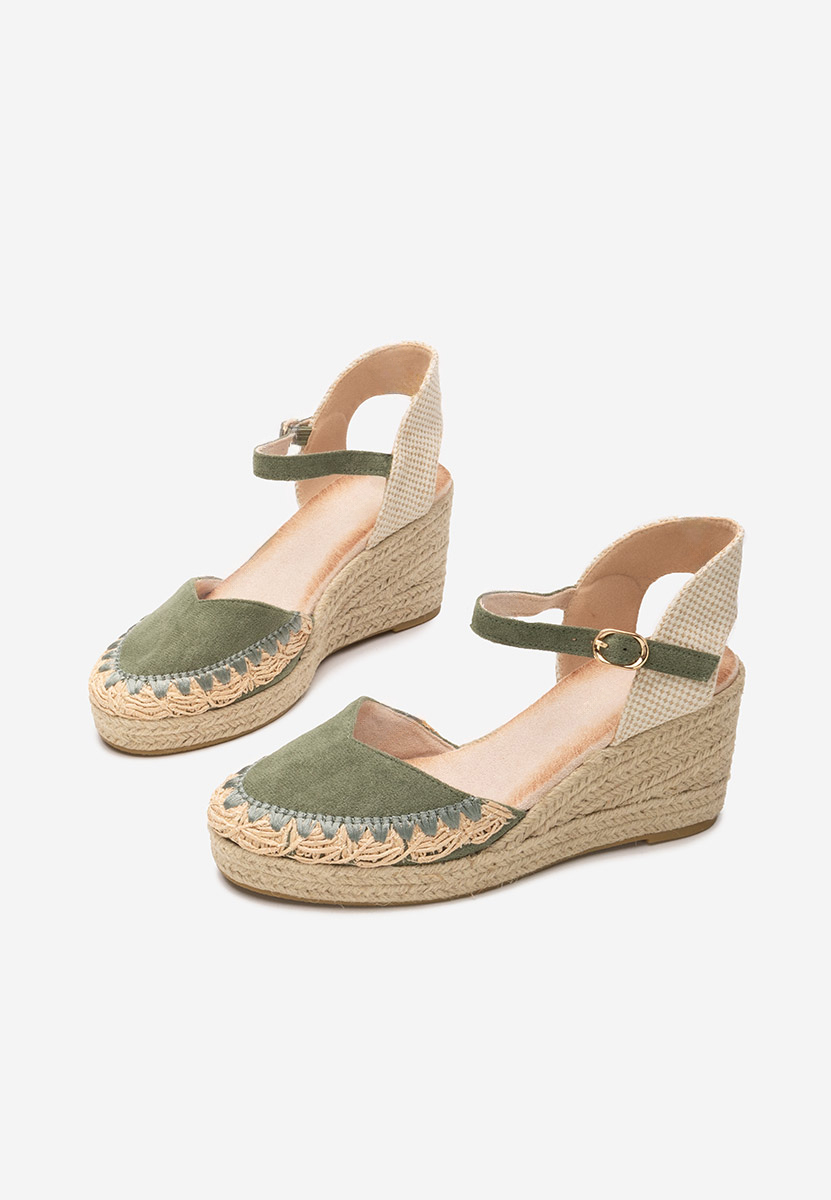 Sandale cu platforma tip espadrile Merle verzi