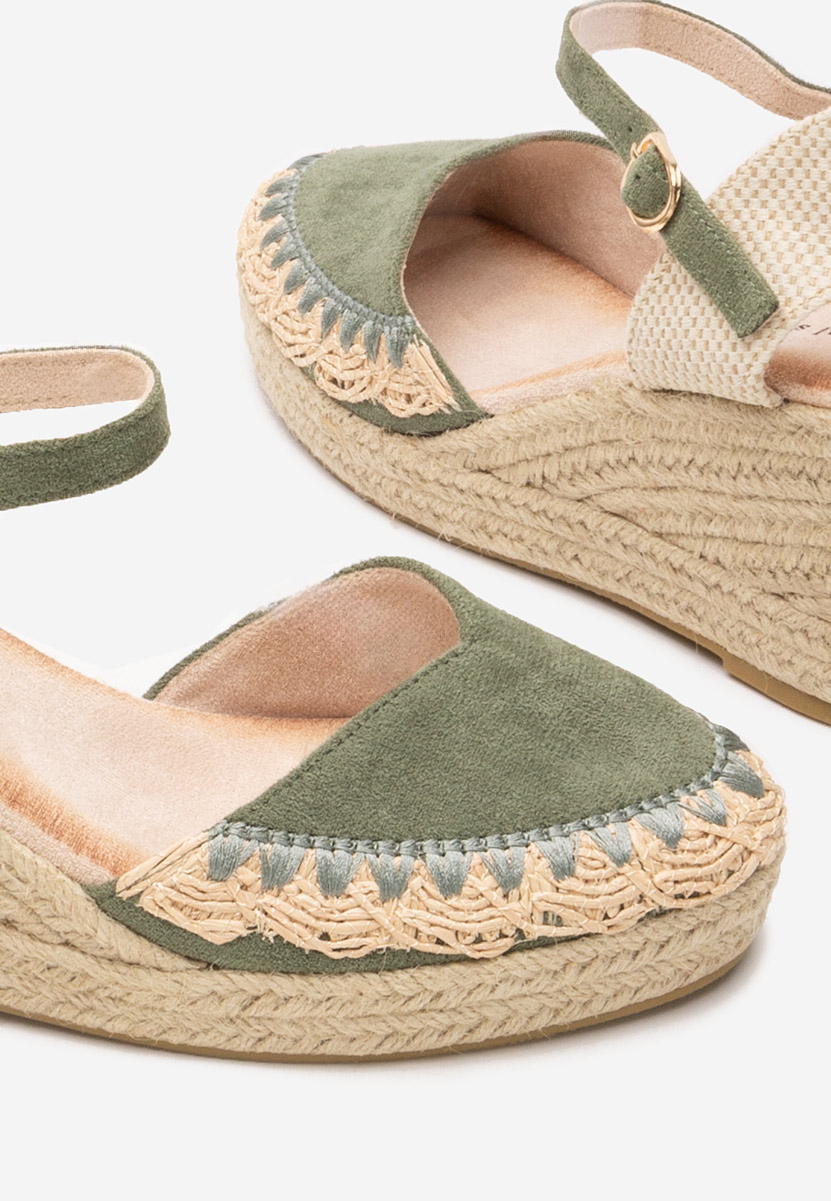 Sandale cu platforma tip espadrile Merle verzi