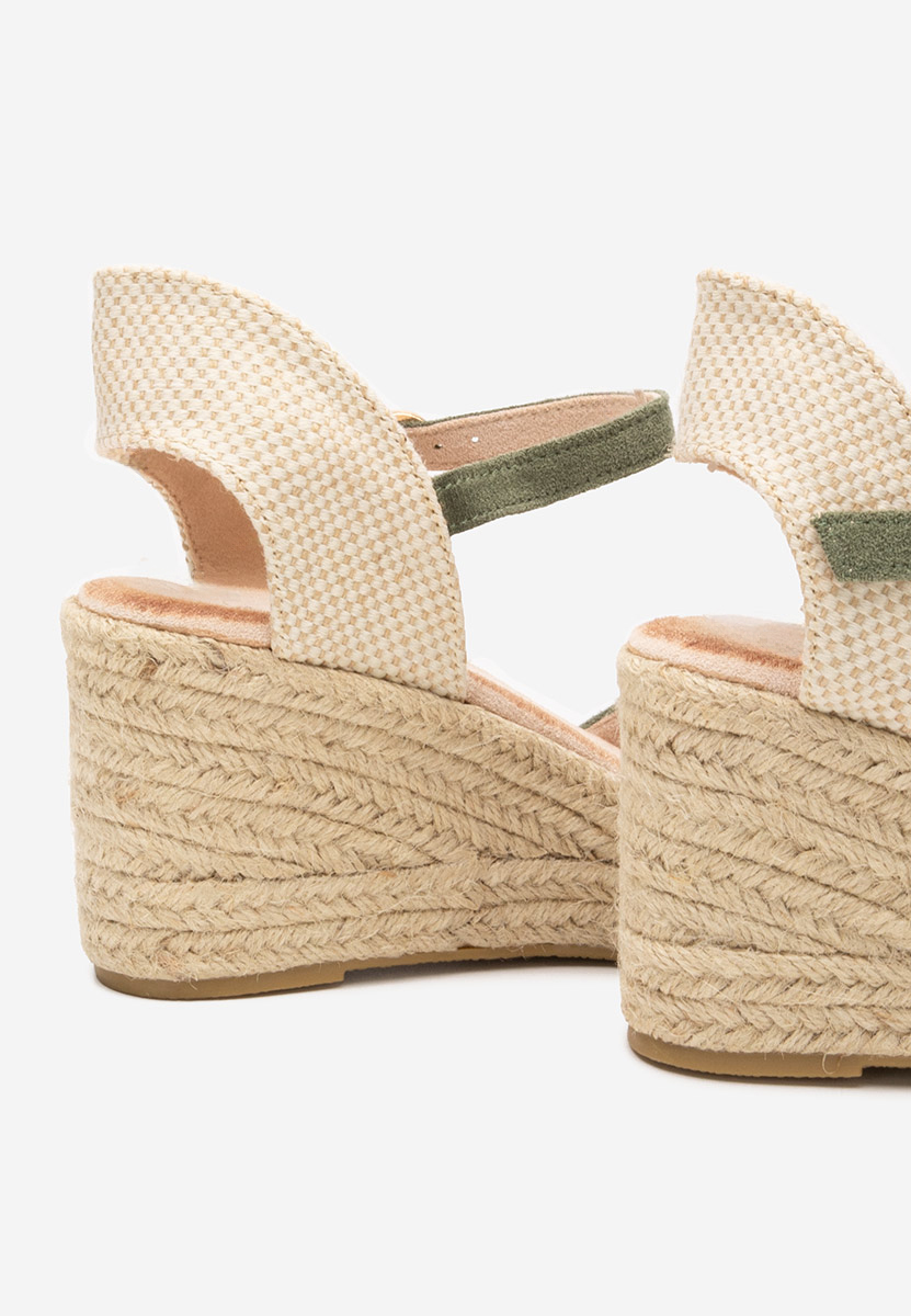 Sandale cu platforma tip espadrile Merle verzi