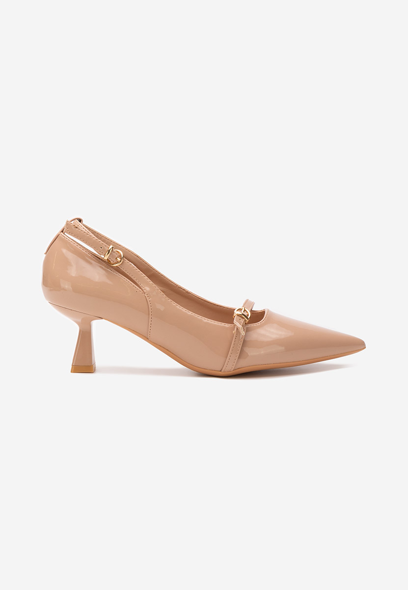 Pantofi stiletto cu toc mic Surie bej