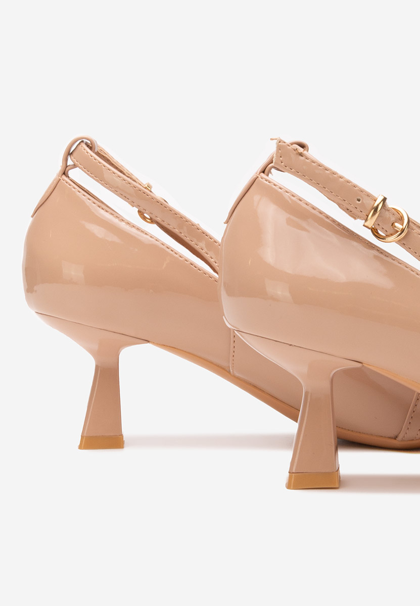 Pantofi stiletto cu toc mic Surie bej