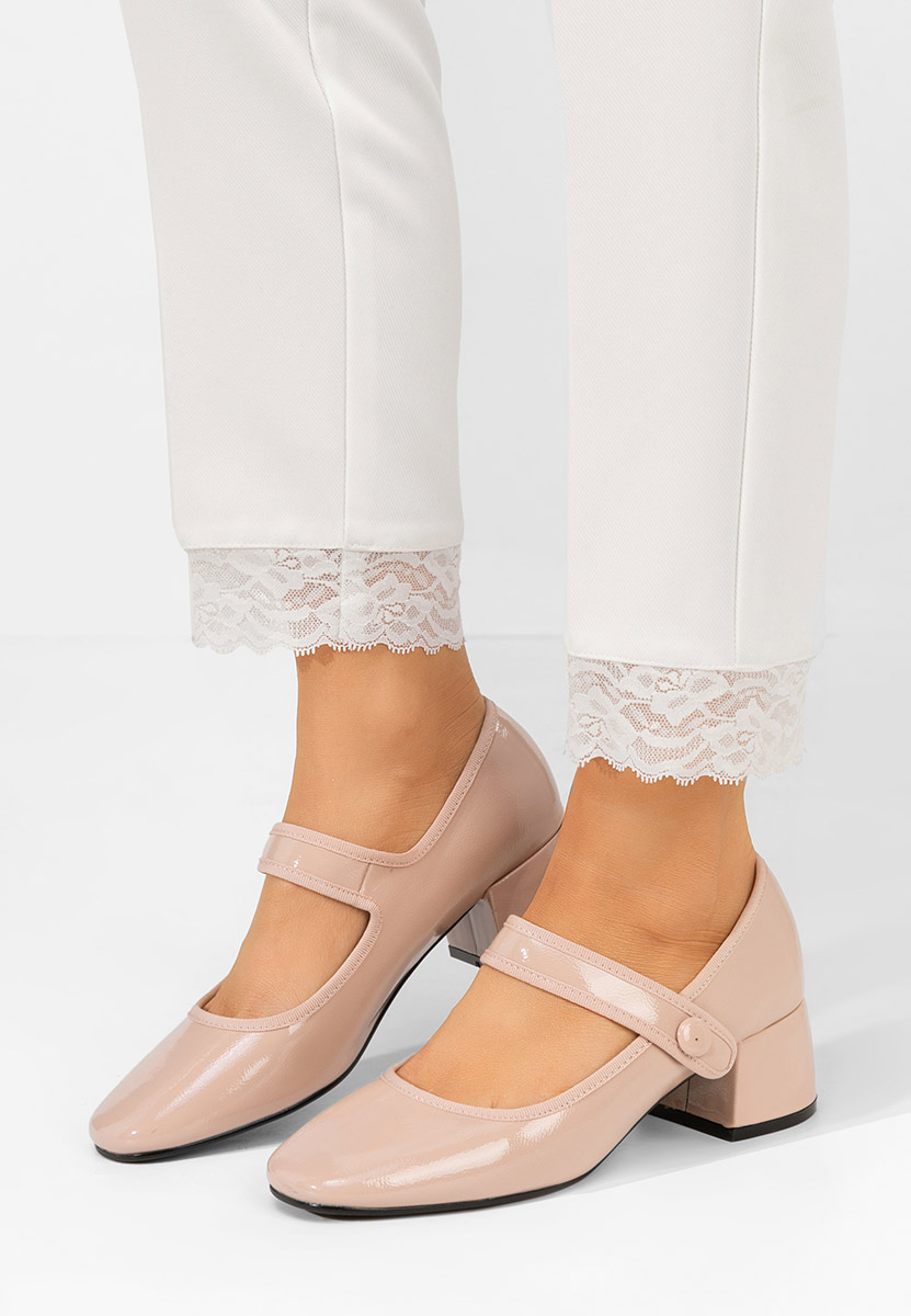 Pantofi cu toc gros Annaliese bej