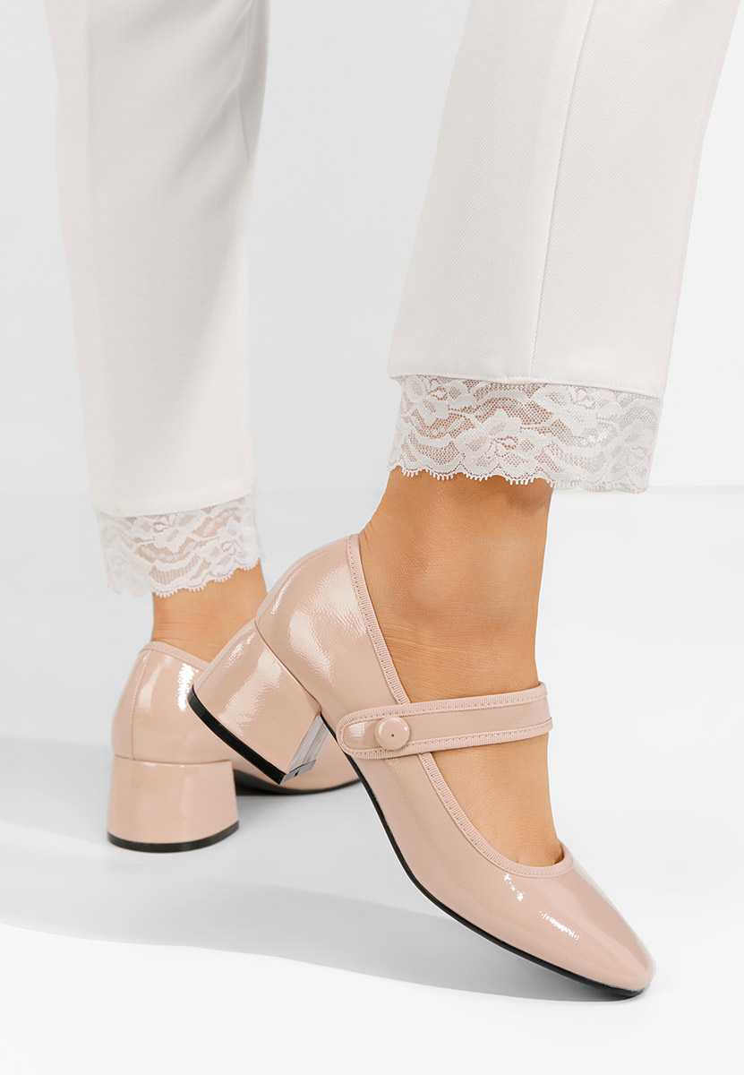 Pantofi cu toc gros Annaliese bej