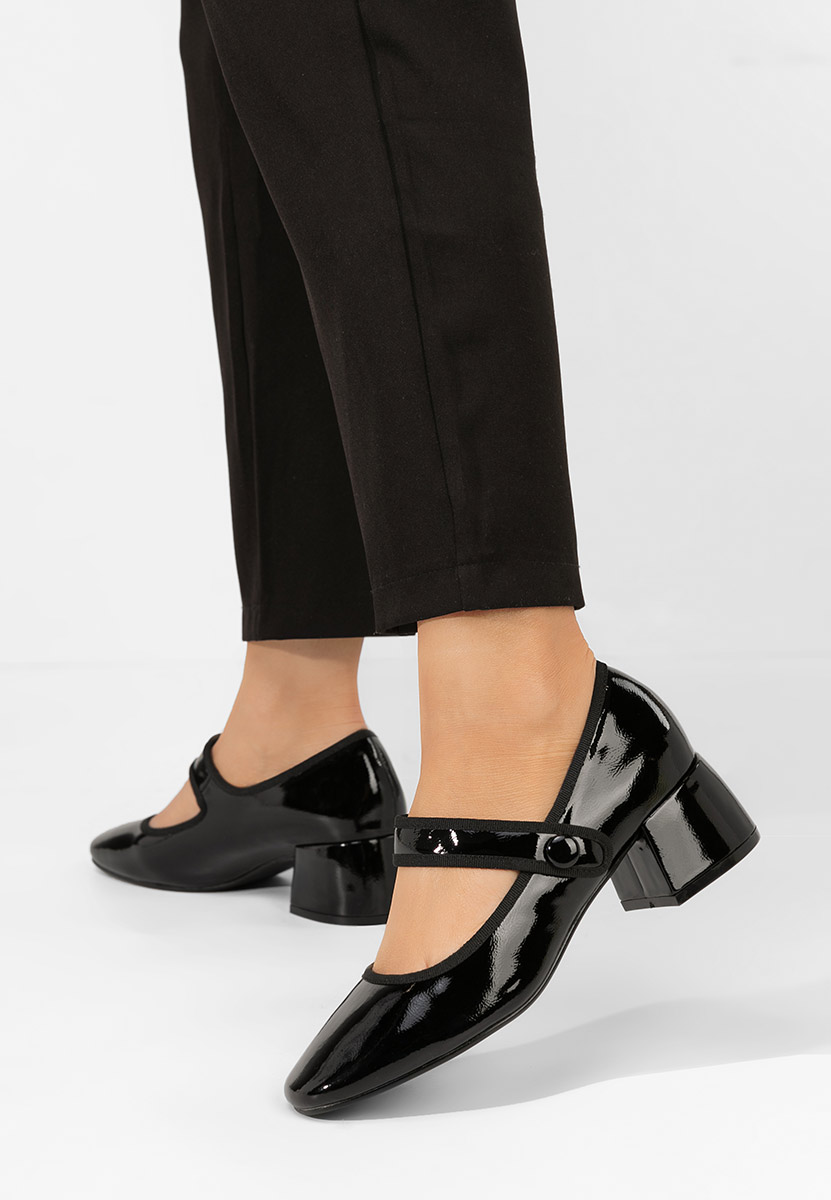 Pantofi cu toc gros Annaliese negri