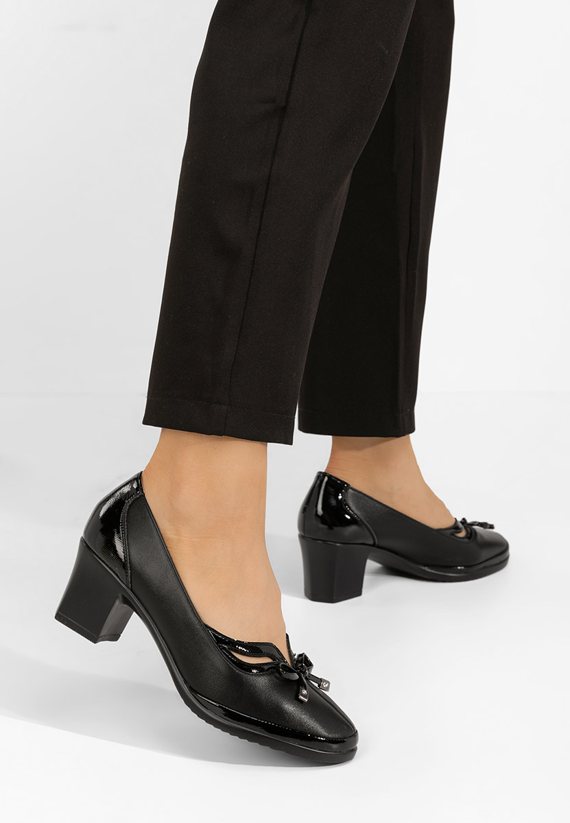 Pantofi cu toc gros Clarine negri