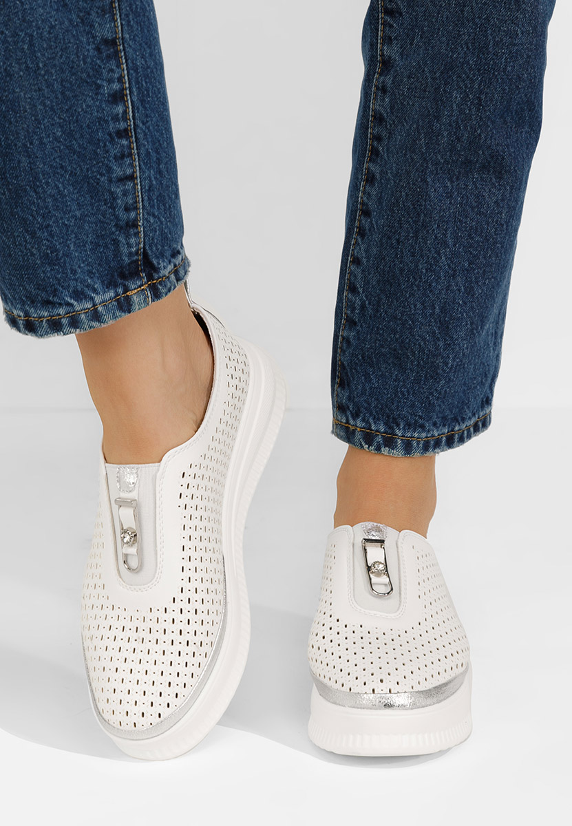 Pantofi casual dama Cecelia albi