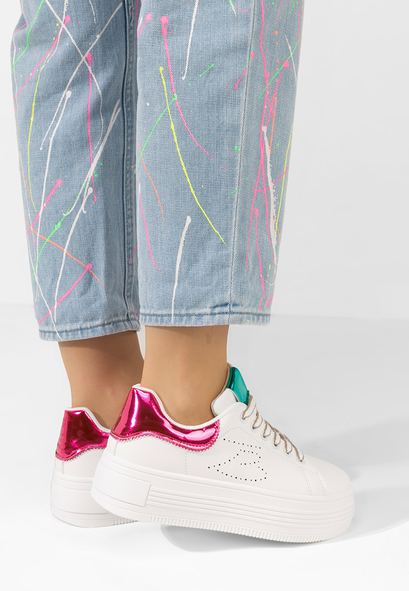 Sneakers cu platforma Sellena albi