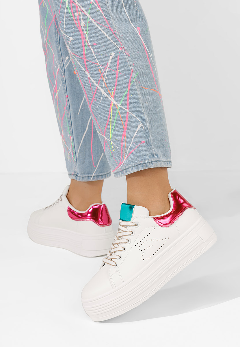 Sneakers cu platforma Sellena albi