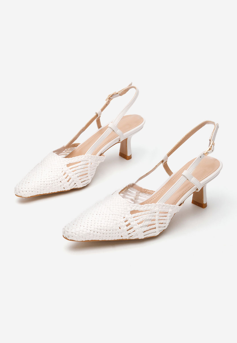 Pantofi slingback Akiko albi