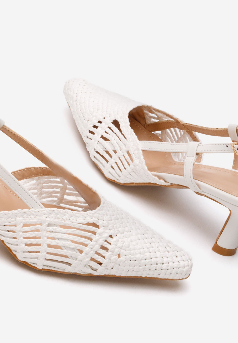 Pantofi slingback Akiko albi