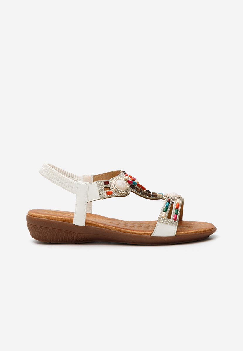 Sandale dama fara toc Renetta albe