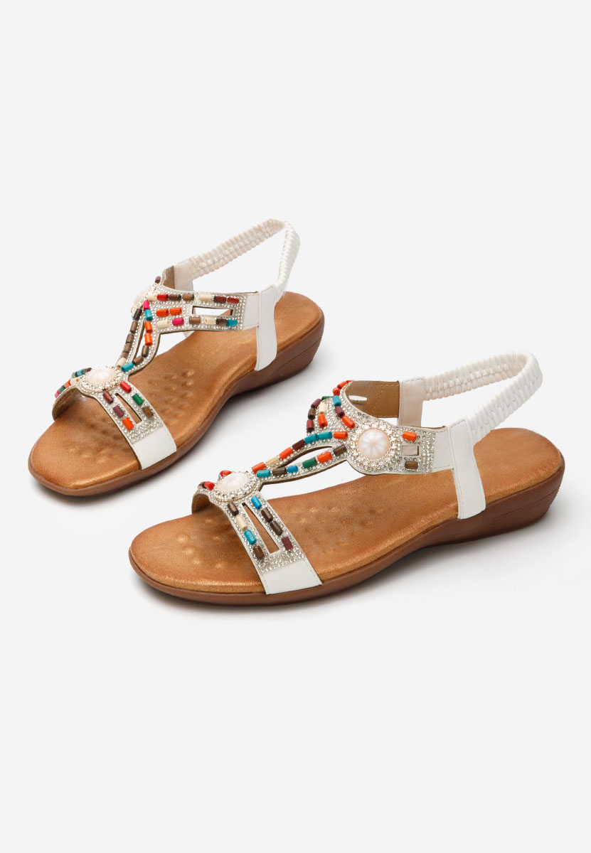 Sandale dama fara toc Renetta albe