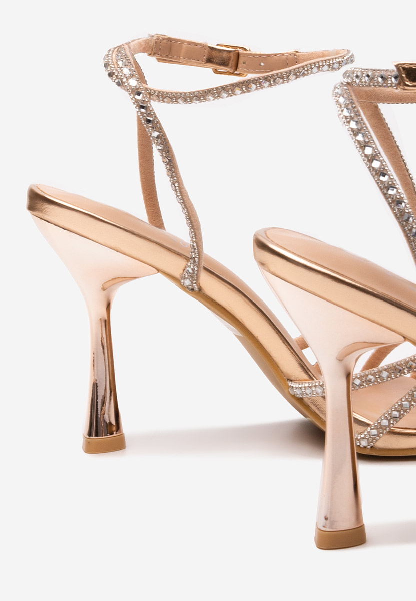 Sandale elegante cu toc Isobela champagne