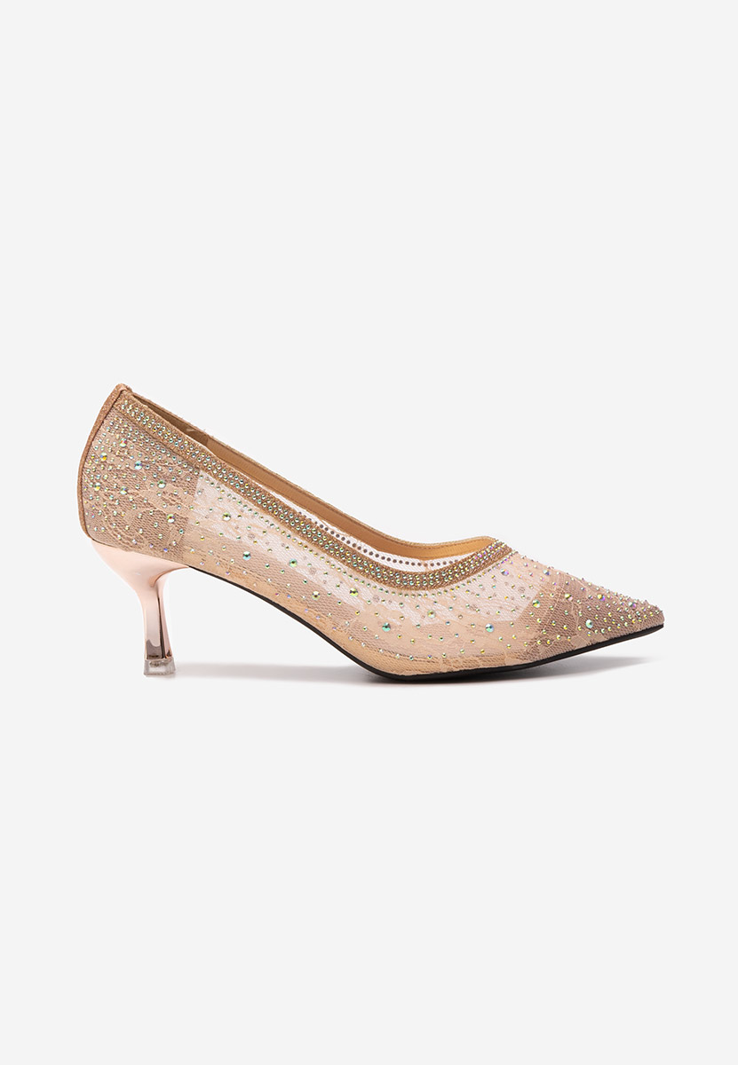 Pantofi cu toc subtire Rikasa champagne