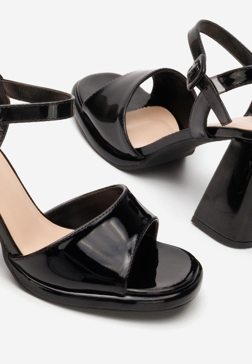 Sandale cu toc gros Sharil negre