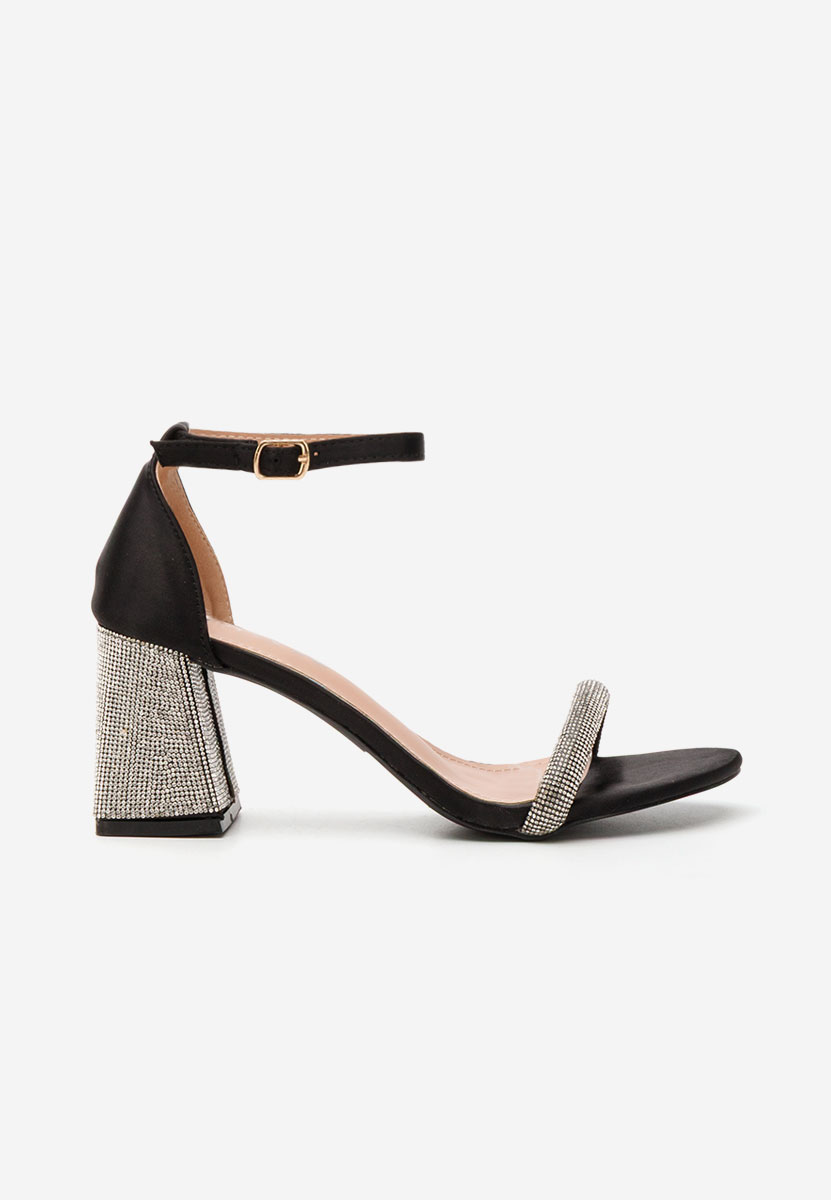 Sandale cu toc gros Margret negre