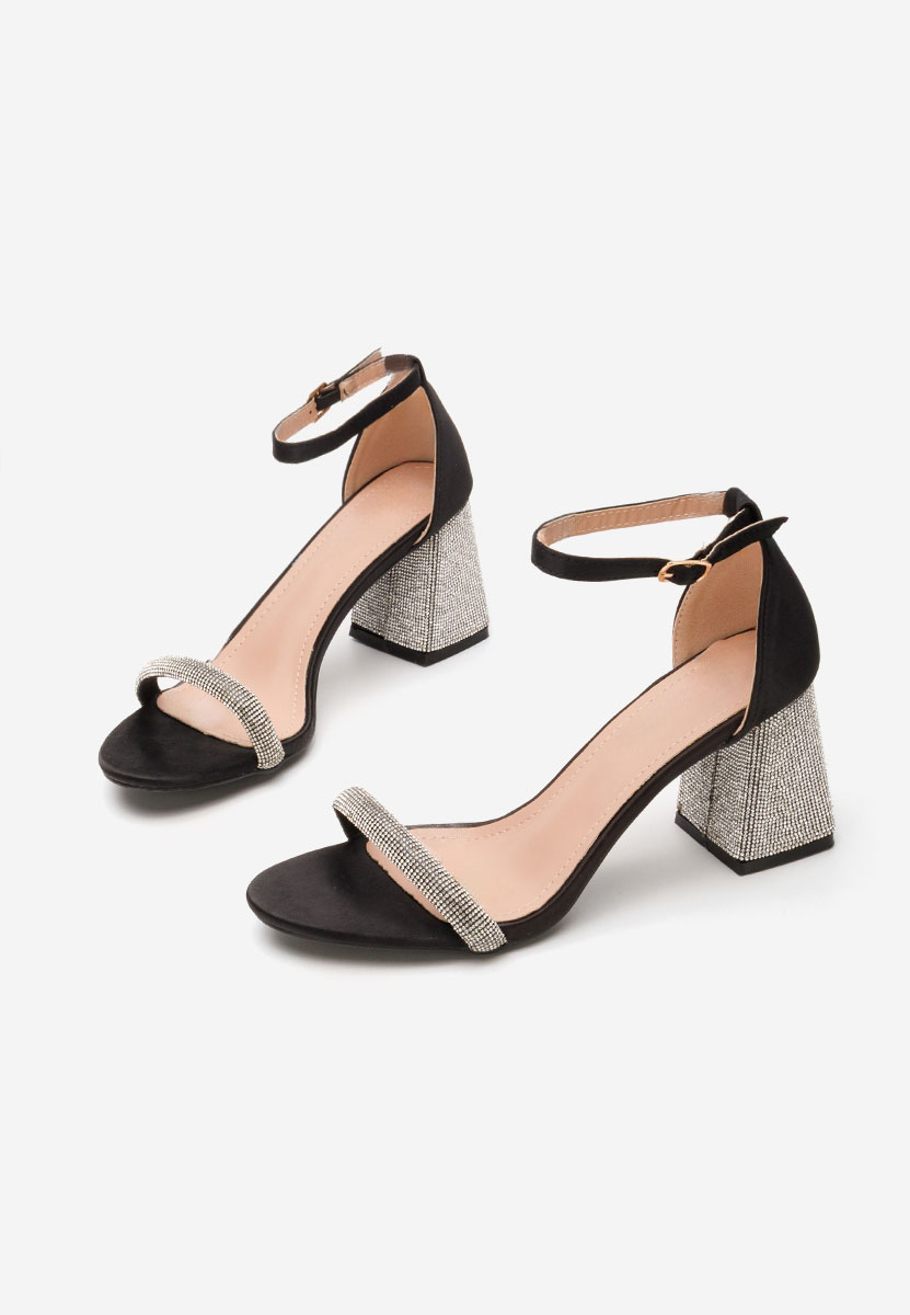 Sandale cu toc gros Margret negre