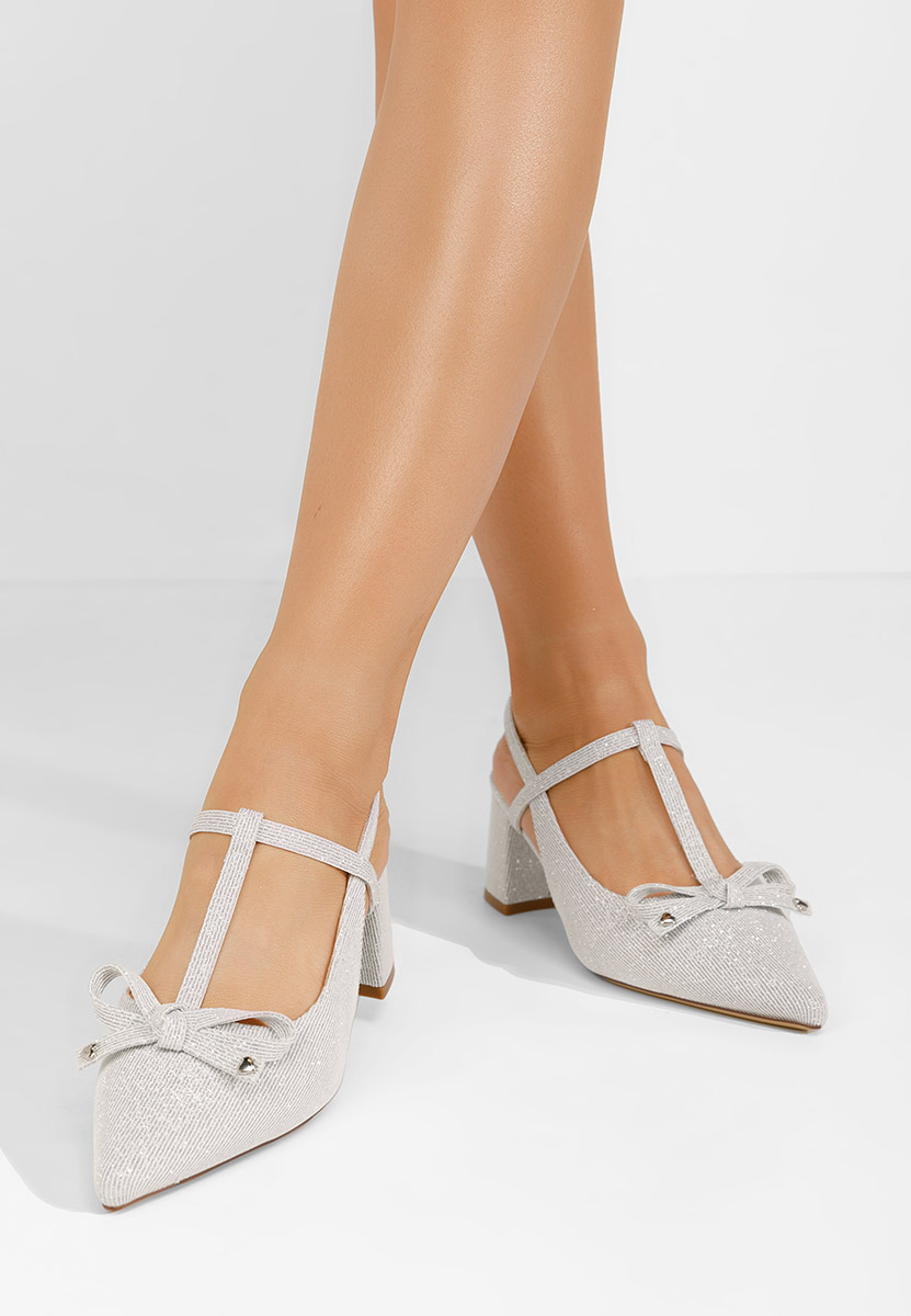 Pantofi slingback Margit argintii