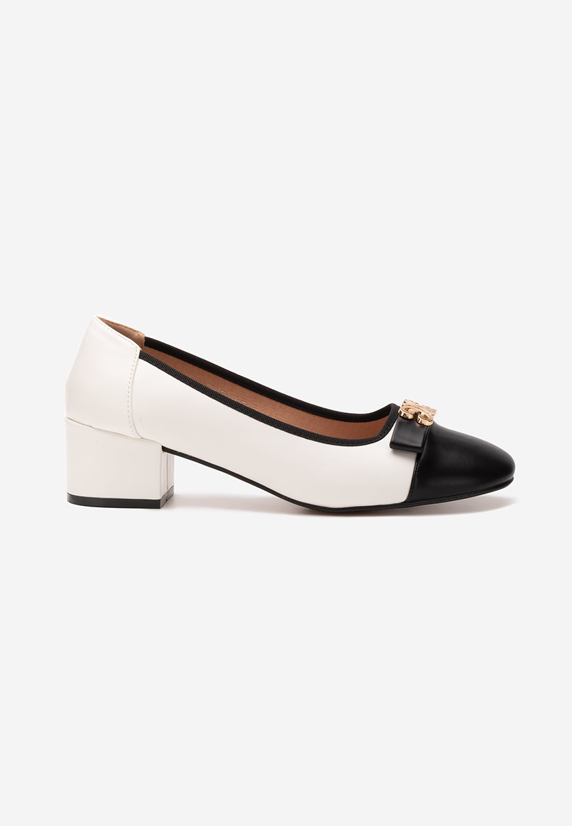 Pantofi cu toc gros Leisha albi