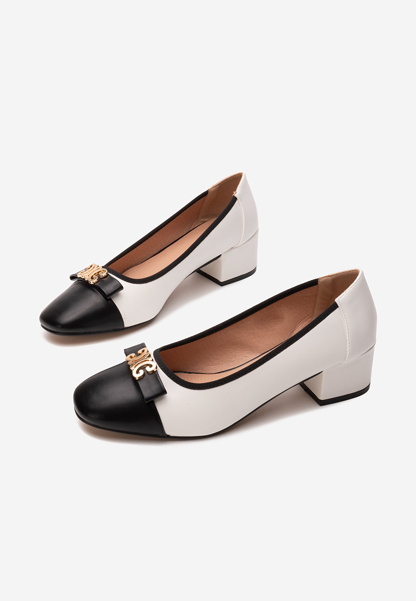 Pantofi cu toc gros Leisha albi
