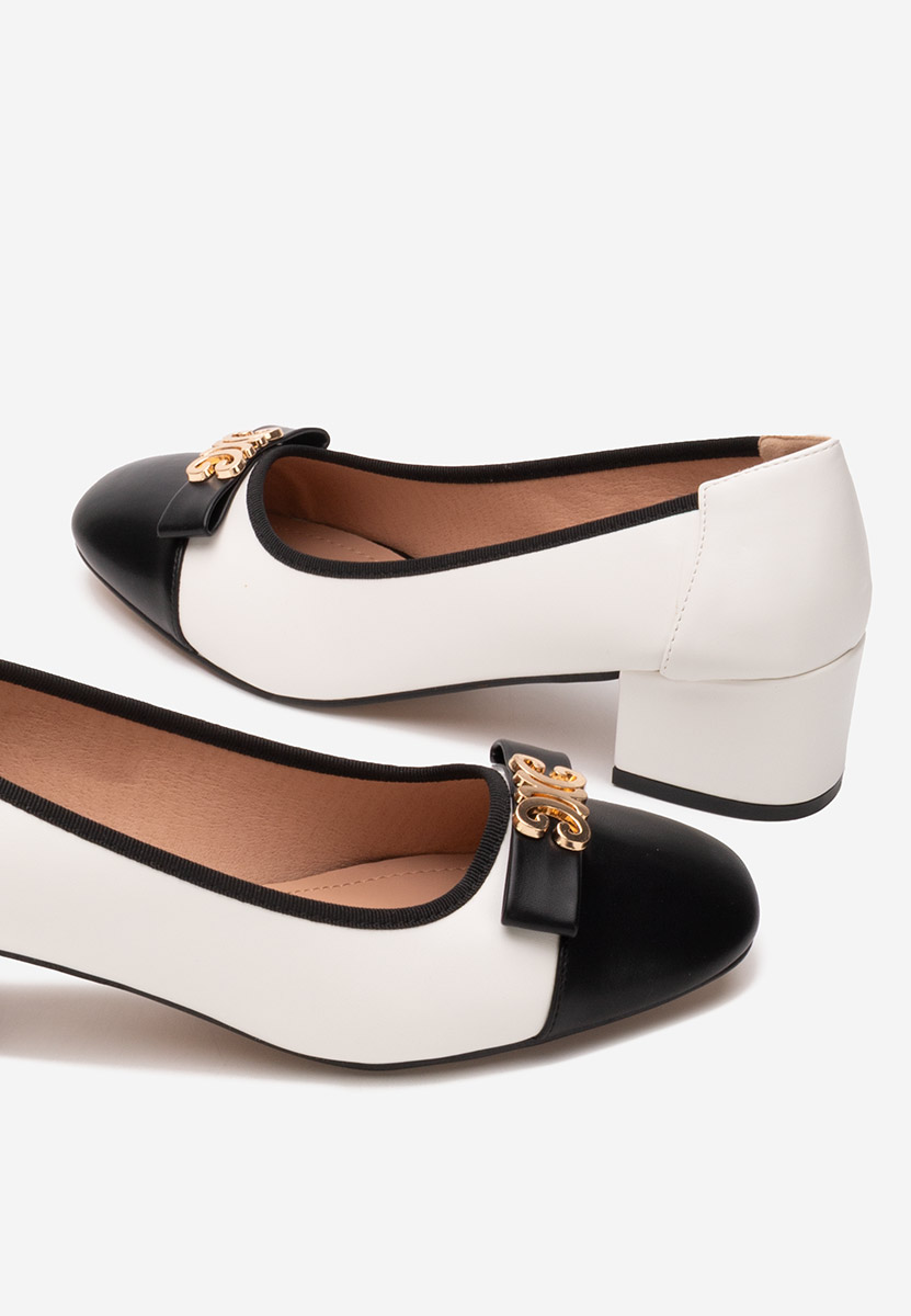 Pantofi cu toc gros Leisha albi