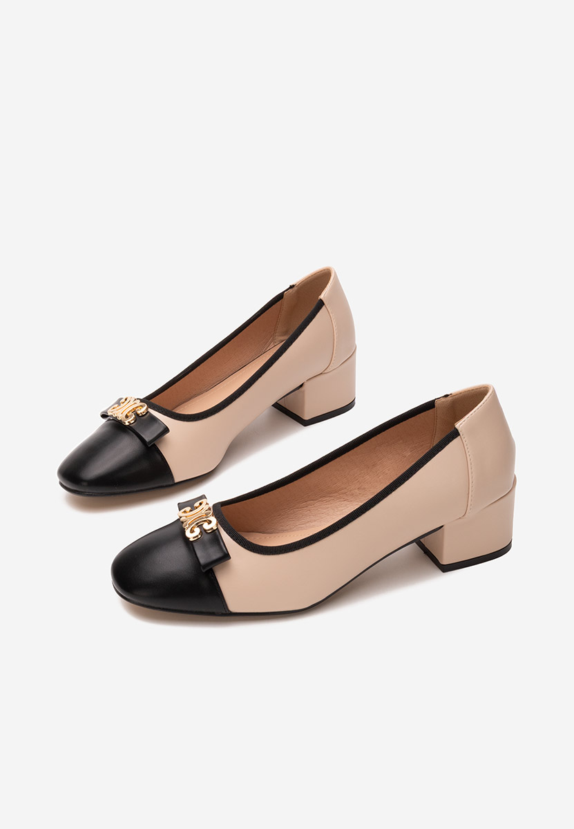 Pantofi cu toc gros Leisha bej