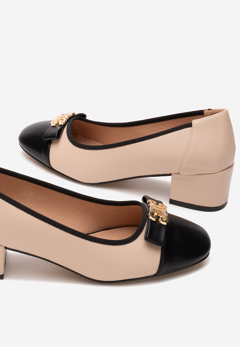 Pantofi cu toc gros Leisha bej