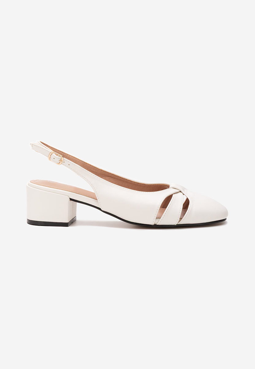 Pantofi cu toc gros Lynelle albi