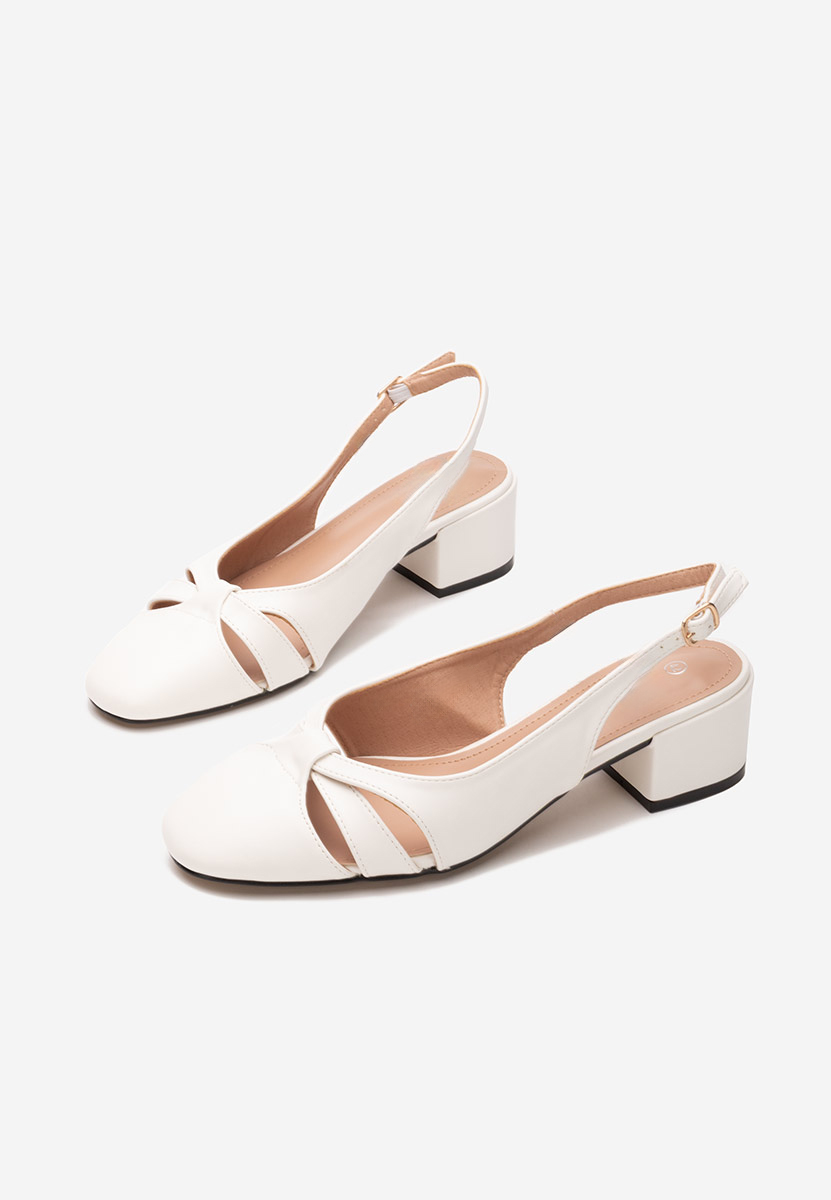 Pantofi cu toc gros Lynelle albi