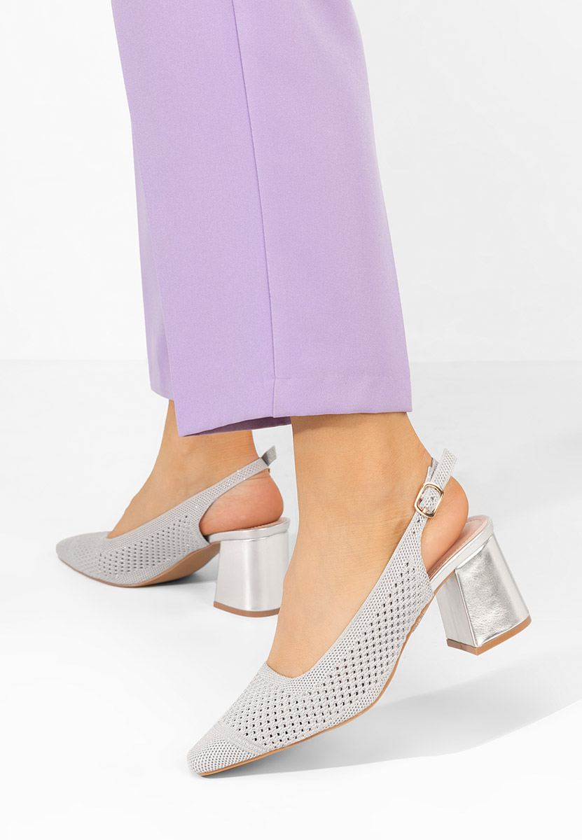 Pantofi slingback Patria argintii