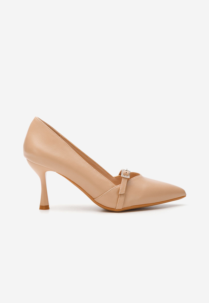 Pantofi cu toc subtire Ashlee bej