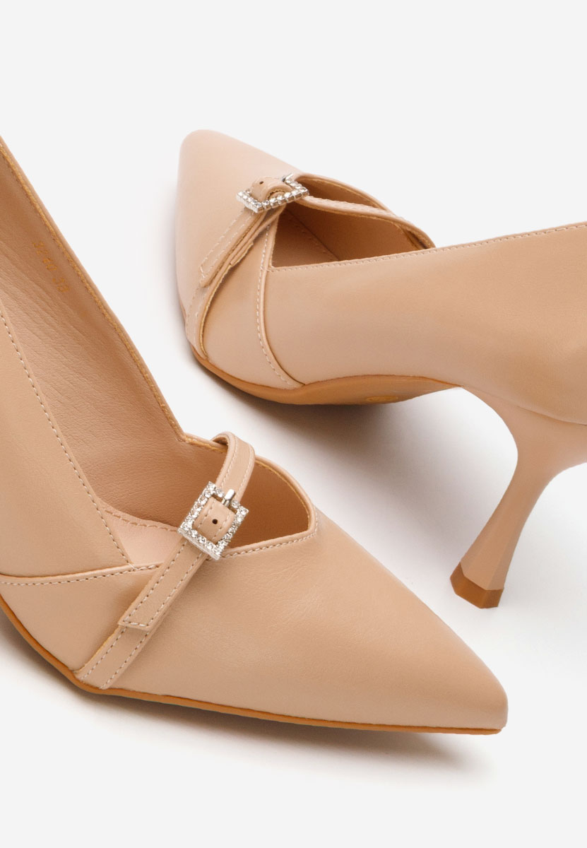 Pantofi cu toc subtire Ashlee bej
