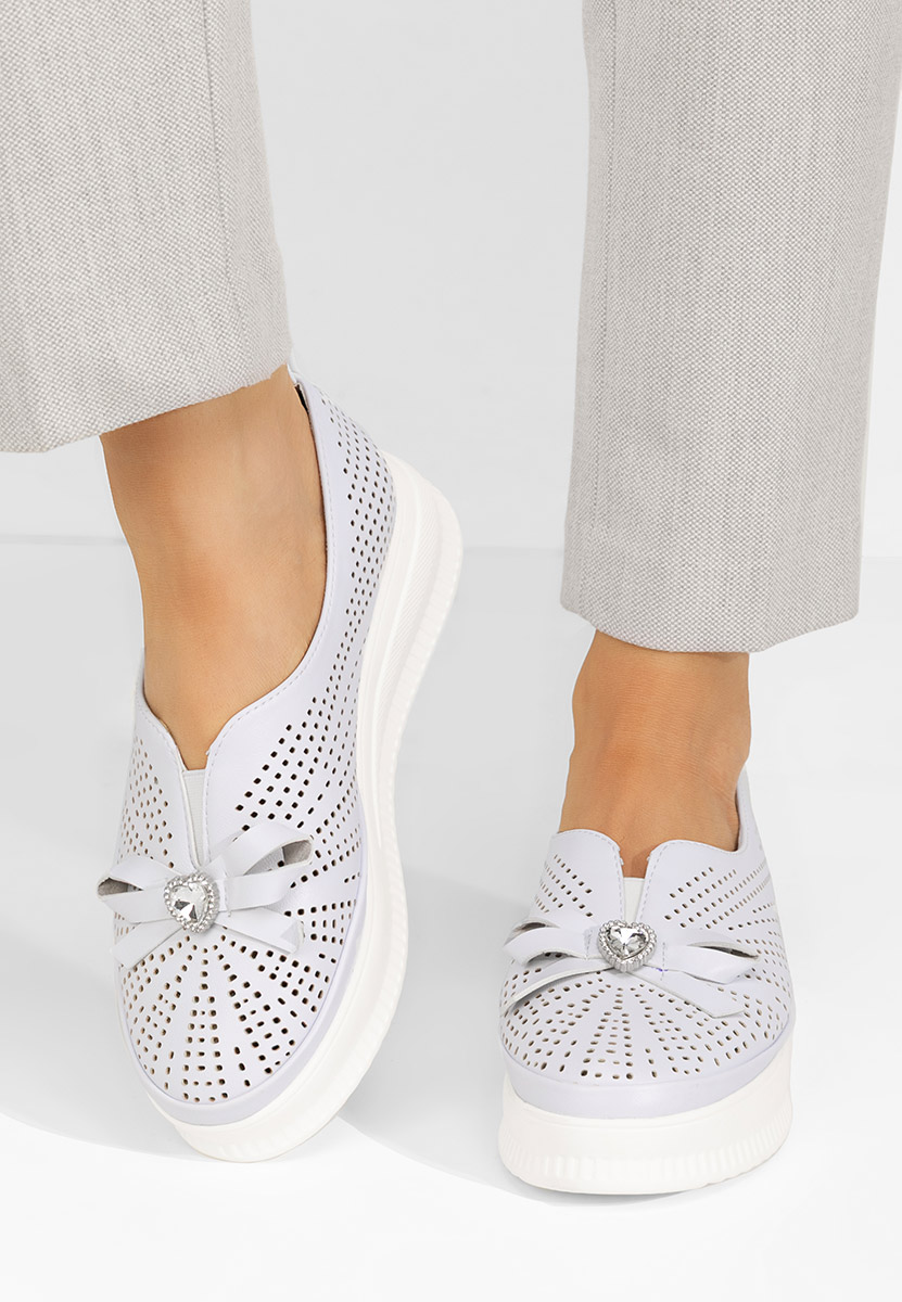 Pantofi casual dama Robertta albi