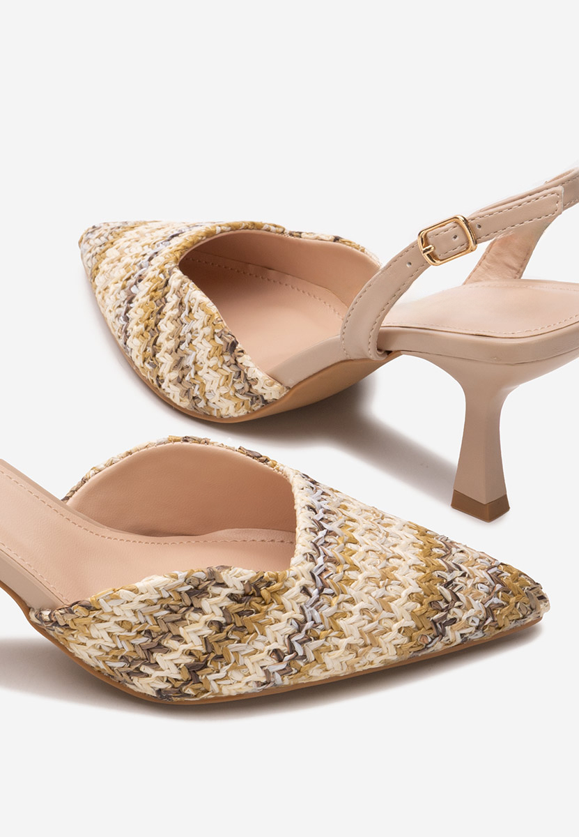 Pantofi cu toc subtire Shemika kaki
