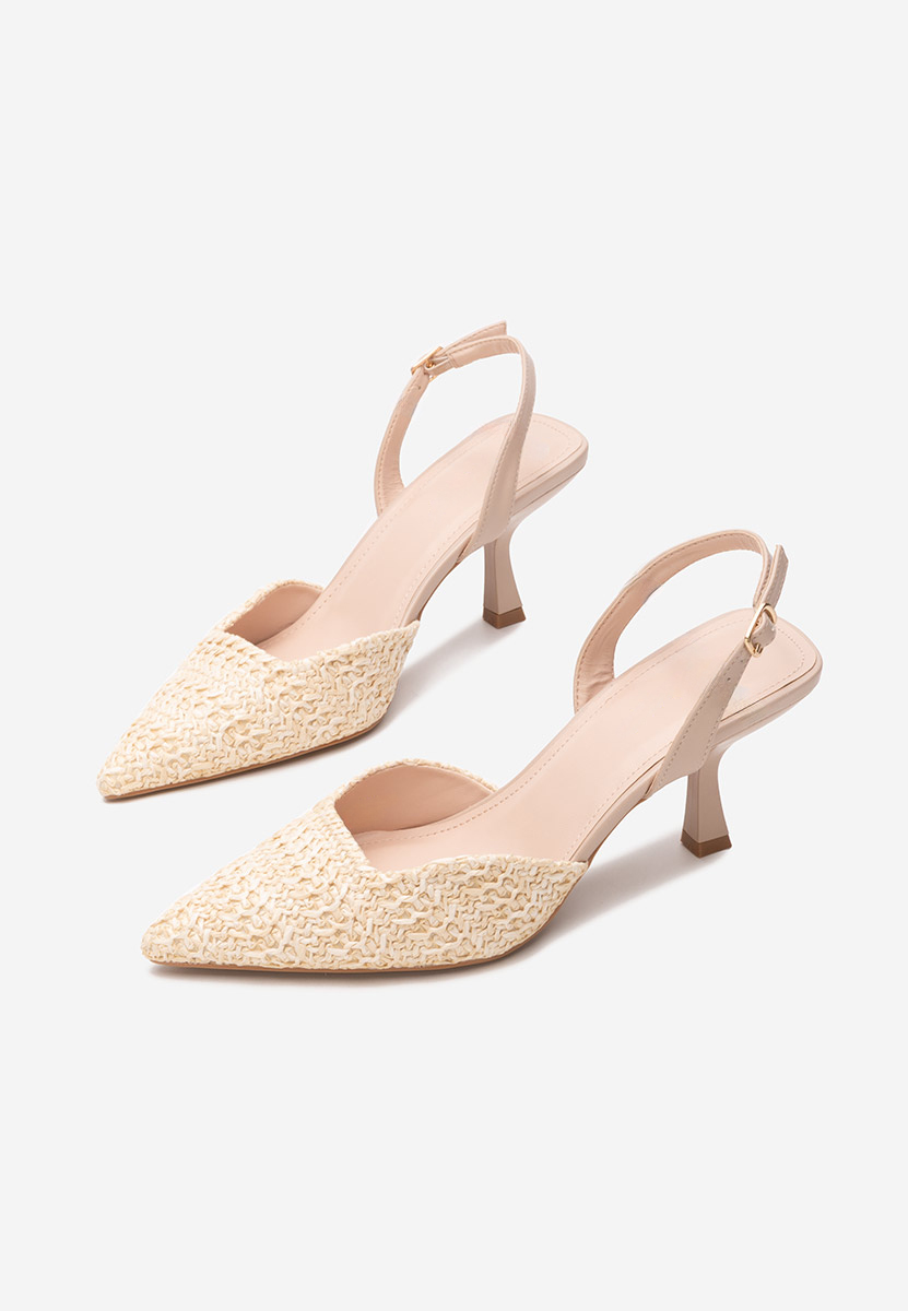 Pantofi cu toc subtire Shemika bej