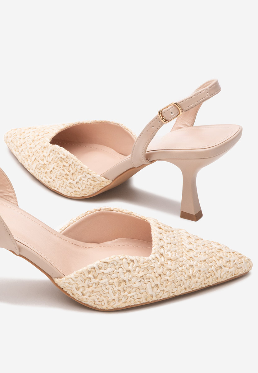 Pantofi cu toc subtire Shemika bej