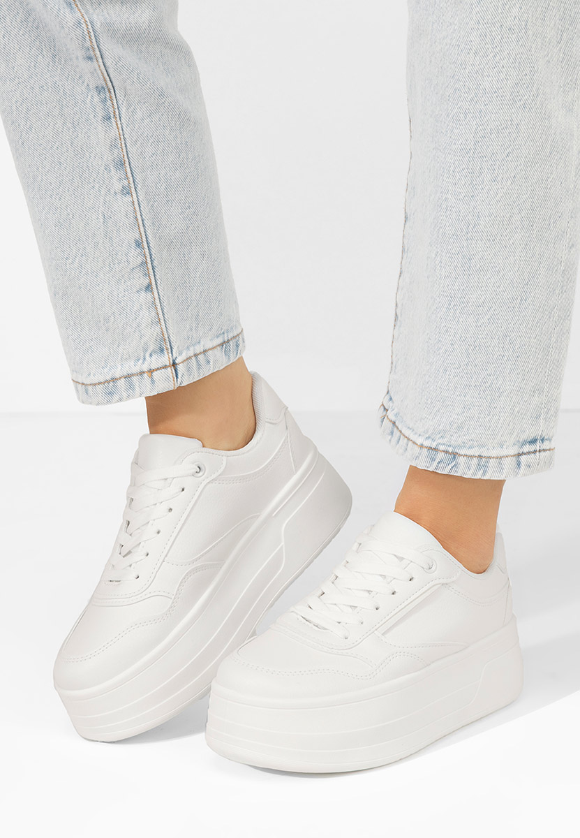 Sneakers cu platformă Mallena albi