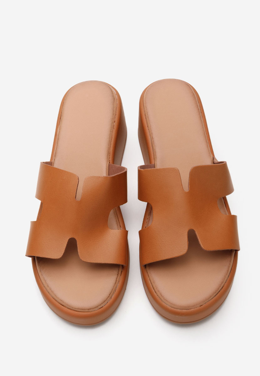 Papuci cu platformă Malynda camel
