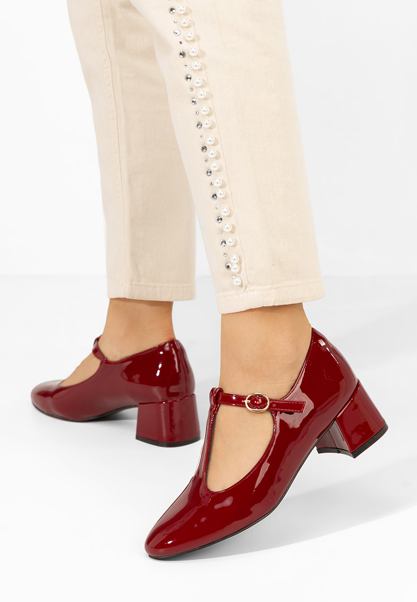 Pantofi cu toc gros Kiora rosii