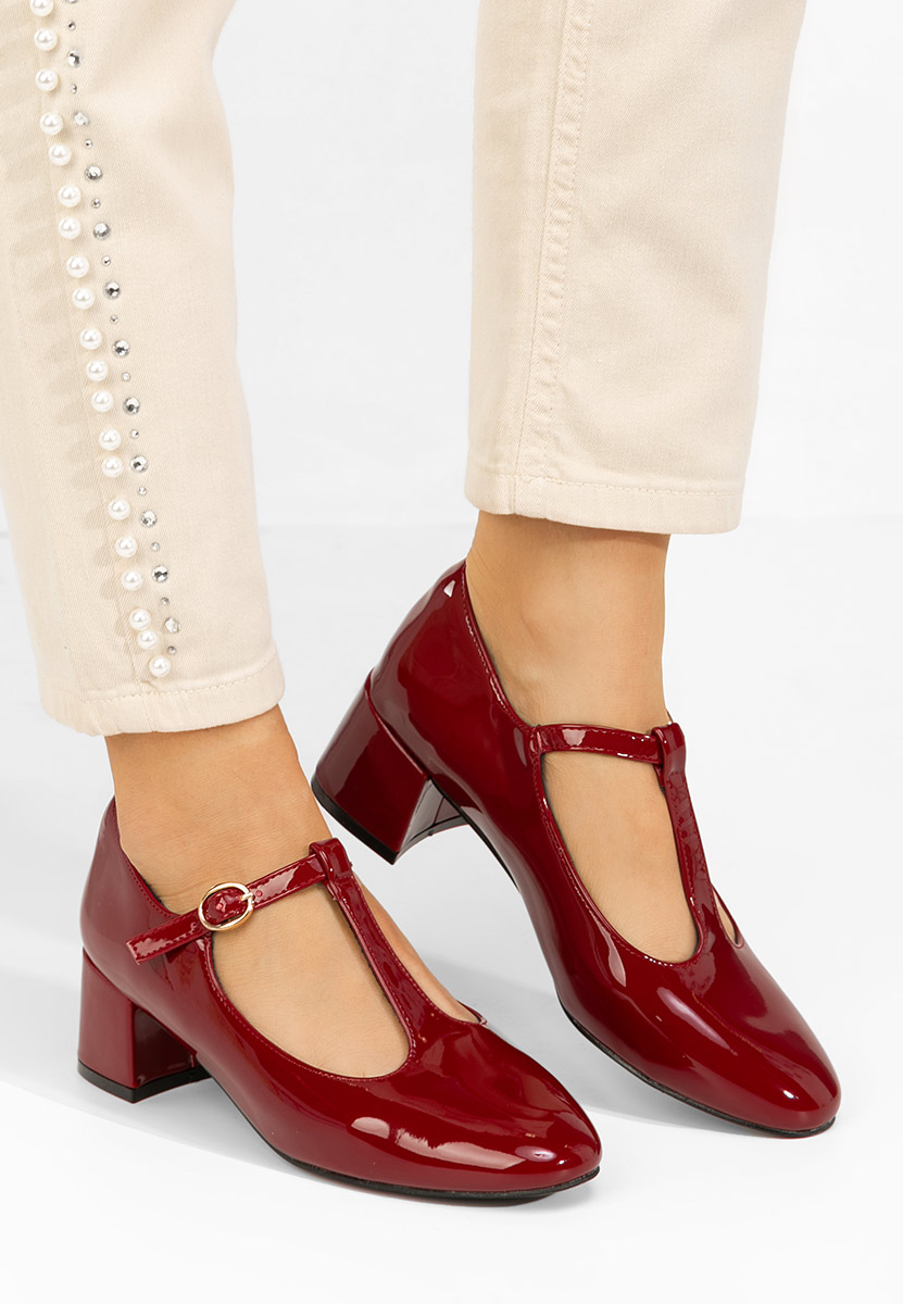 Pantofi cu toc gros Kiora rosii